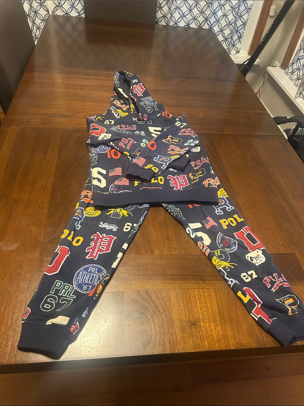 Polo by Ralph Lauren Navy Multicolor Logo-Print Kids Sweatpants & Hoodie Set